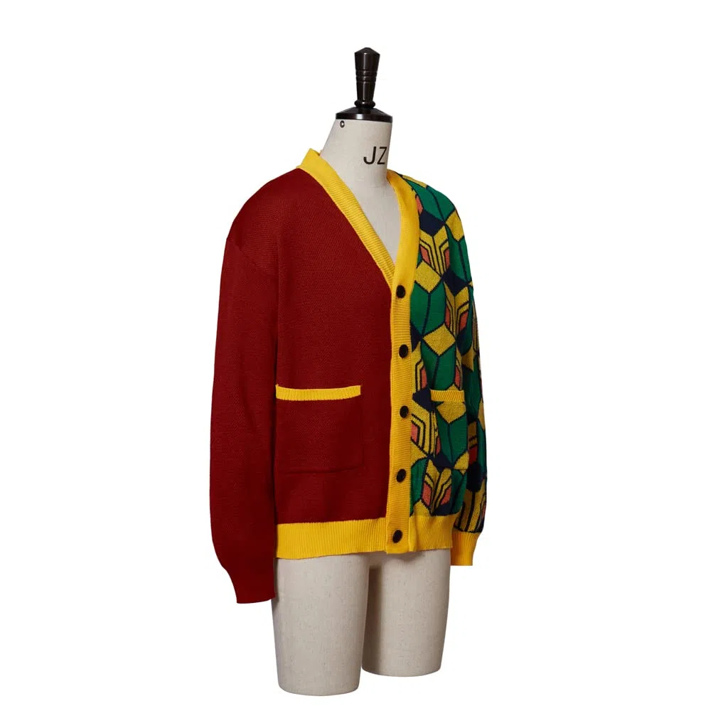 iSHOWcos Anime Cardigan Giyuu Sweater Tomioka Giyuu Kimono Costume Knitted Jacket Coat