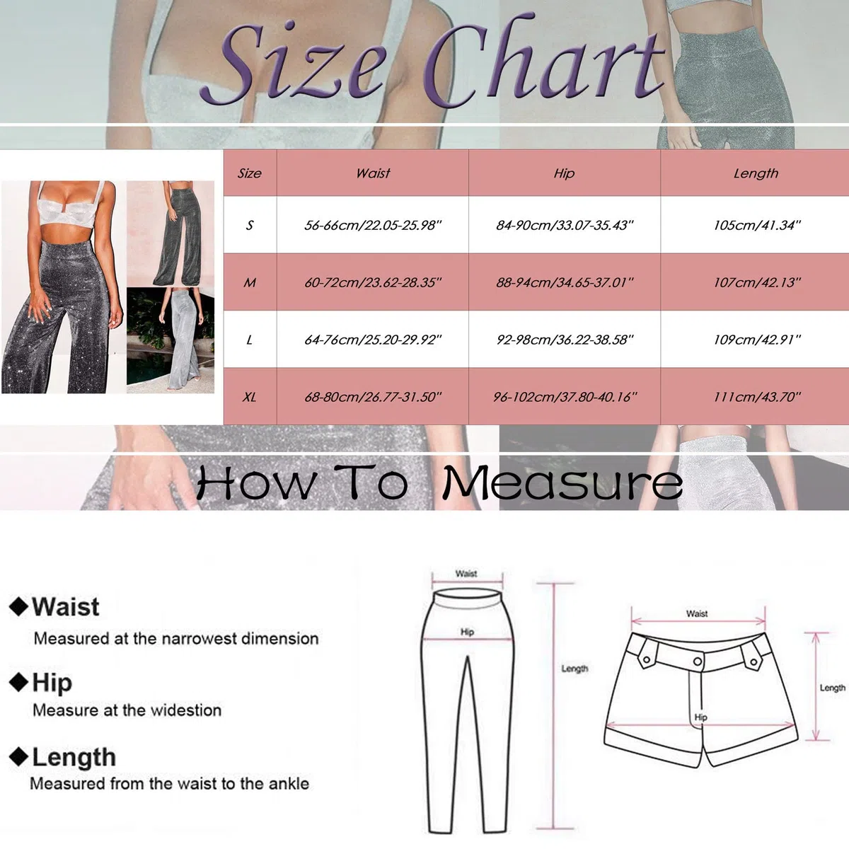 Pailettenhose Damen Elegant Einfarbig Lange Glitzer Hose Silvester Outfit Pailletten Karneval Kostüm Weites Bein Freizeithose Elastischem Bund Schlaghose Pailetten Bling Diskothek Party Silber Hose