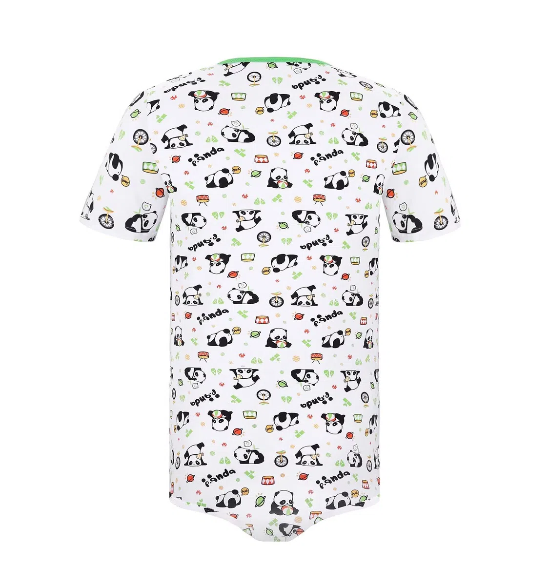 Landofgenie Herren-Einteiler, kurzärmelig, Strampler, Schritt-Shirt, Body, Einteiler, Pyjama, Panda-Druck