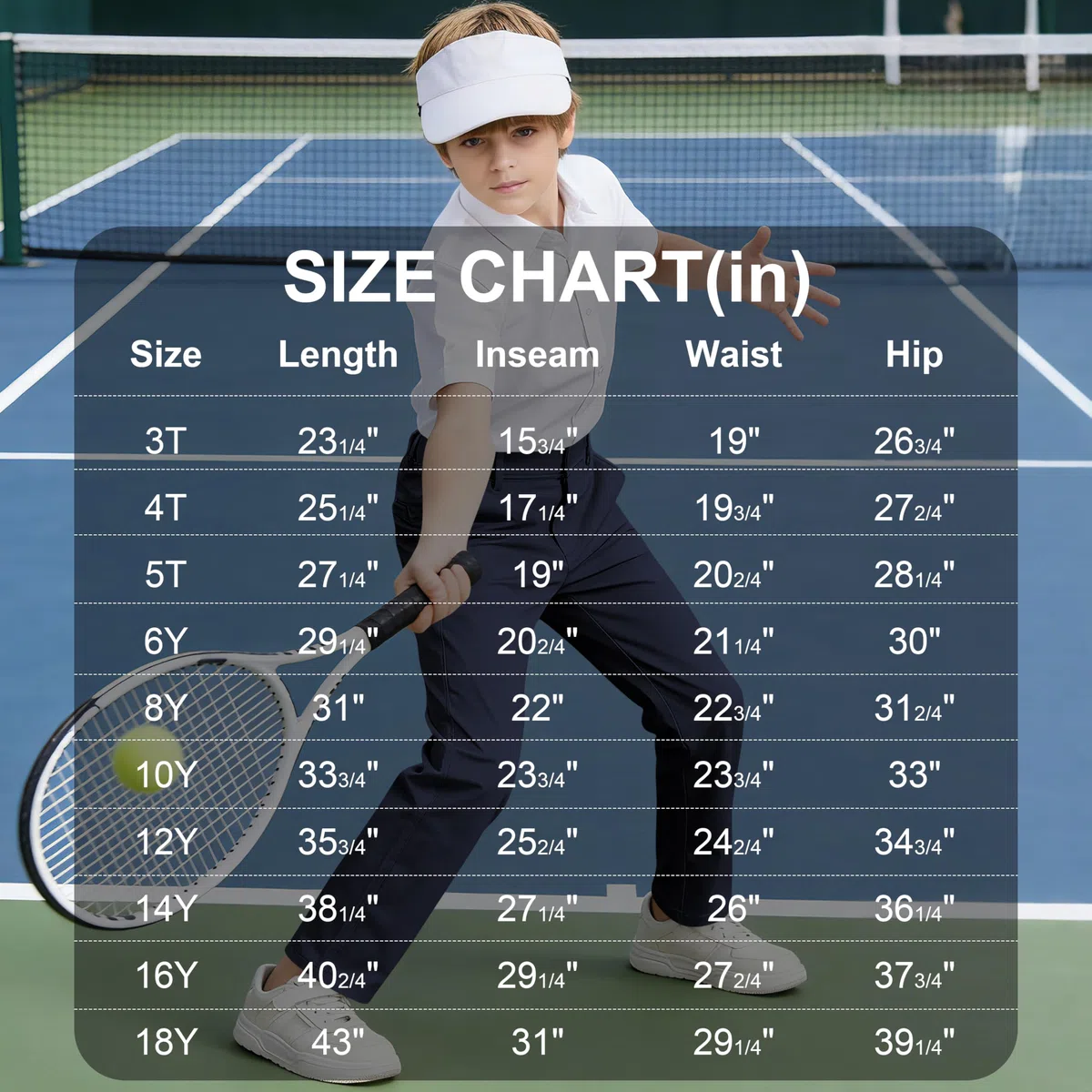 Dreammonkey Golfhose für Kleinkinder bis Jugendliche, Jungen, schnell trocknend, Stretch, Performance-Hose, Schuluniform, flache Vorderhose
