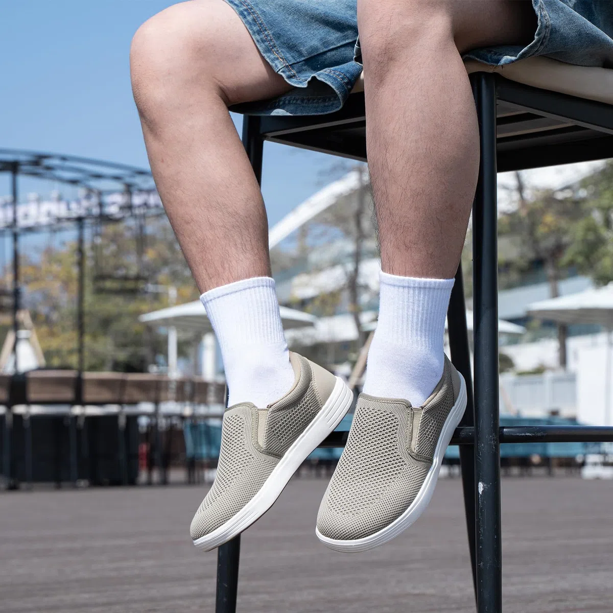 konhill Herren Slip On Schuhe Trainers - Casual Atmungsaktiv Komfortabel Mesh Walking Schuhe Kleid Sneaker Loafers