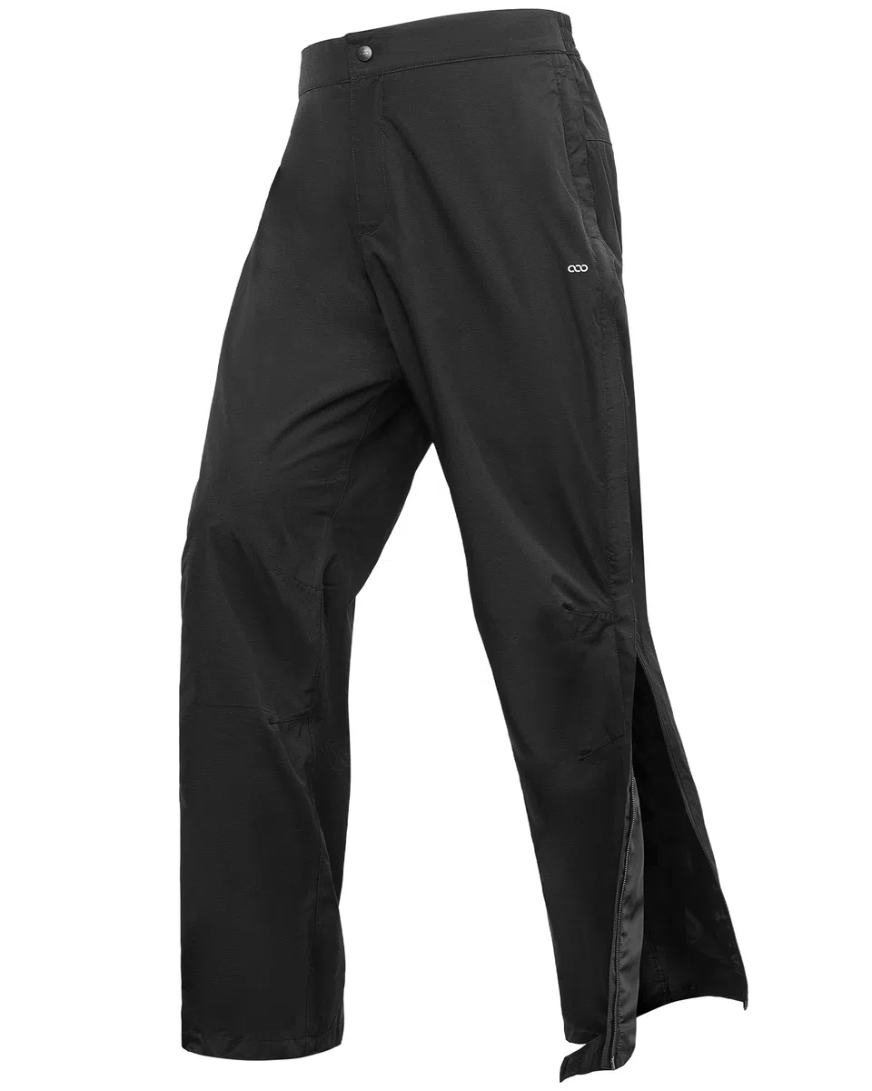 33,000ft Regenhose Herren Wasserdicht Full Zip Wanderhose, Atmungsaktiv 2-Lagen Überziehhose Fahrrad Hose, Winddicht Outdoorhose Funktionshose Schwarz XXL Kurz