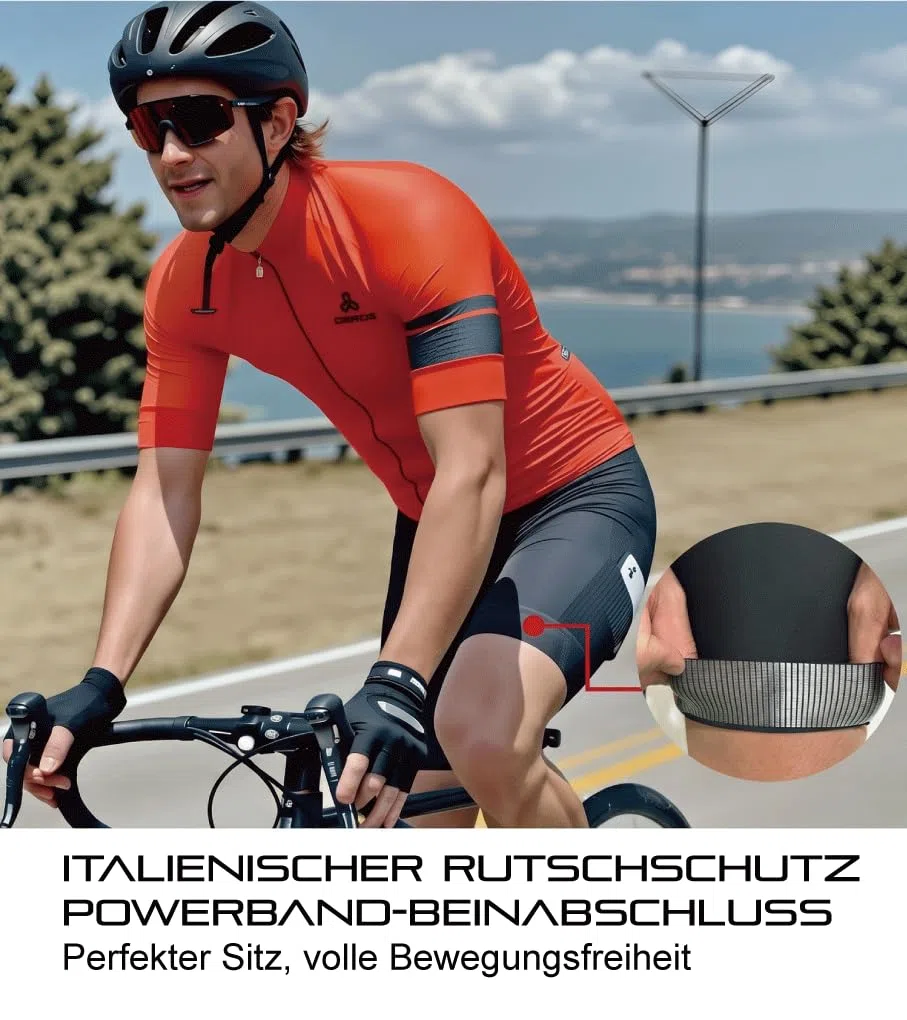 CEROTIPOLAR Herren Radhose Bib Shorts mit Langstrecken-Polster – Atmungsaktiv, Schnelltrocknend, UPF50+ Sonnenschutz