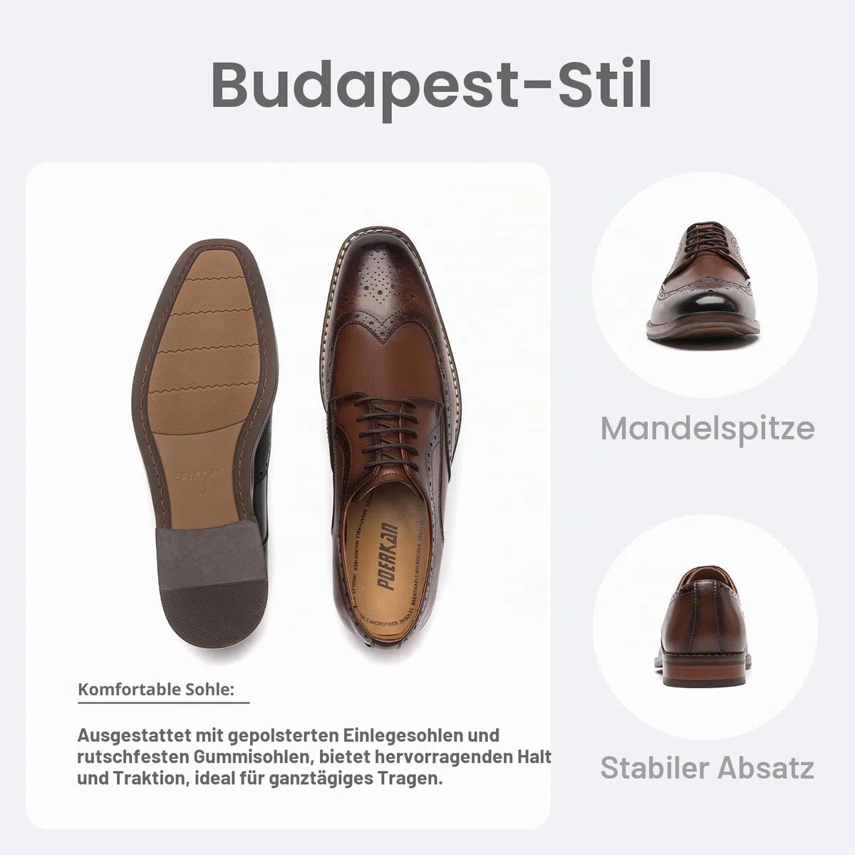 Herren Oxford & Derby Formal Dress Shoes Lace Up Leder Classics in Schwarz und Braun mit Lack Brogue Details