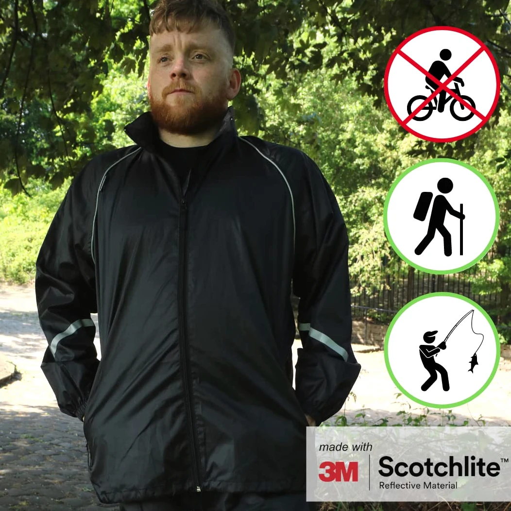 Salzmann Wasserabweisender Regenanzug | S-XXL | Set aus Jacke & Hose | Hergestellt mit 3M Scotchlite