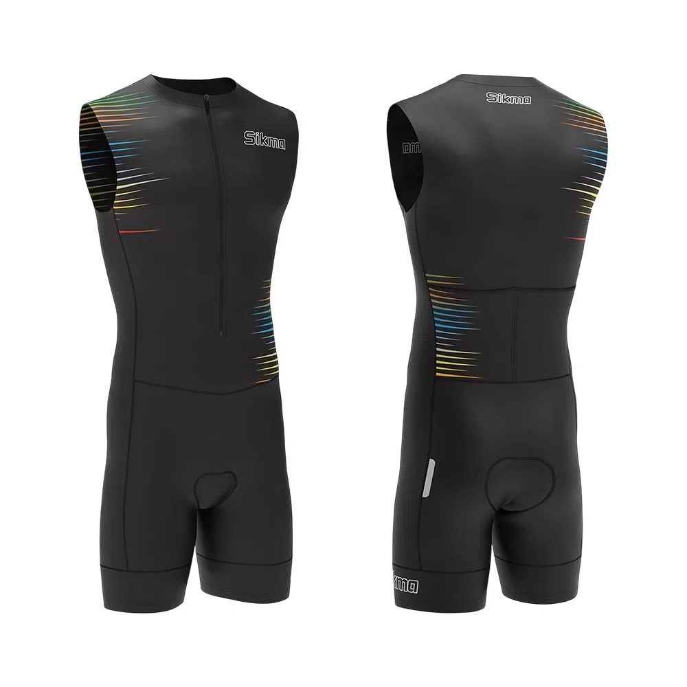 Herren Fahrrad-Skinsuit Gel gepolstert Einteiler Trisuit Bike Top kurzes Sublimiertes Design