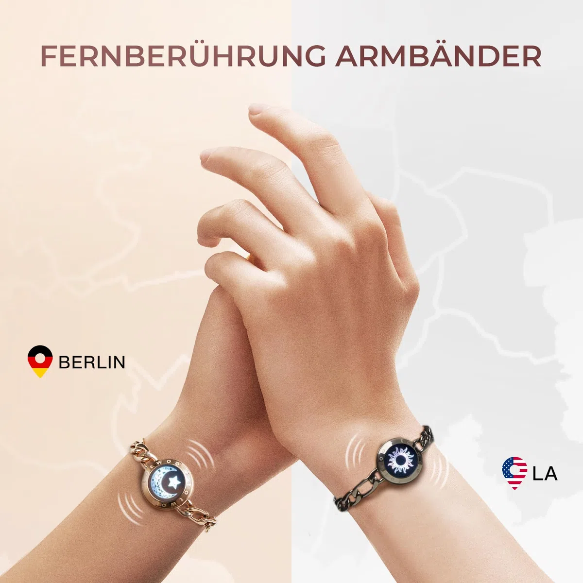 TOTWOO Intelligente Partnerarmbänder für Fernbeziehungen mit App-gesteuerter 1:1-Bluetooth-Kopplung – Romantisches Geschenk mit Leuchten und Vibration bei Berührung, gefertigt aus 316 Edelstahl
