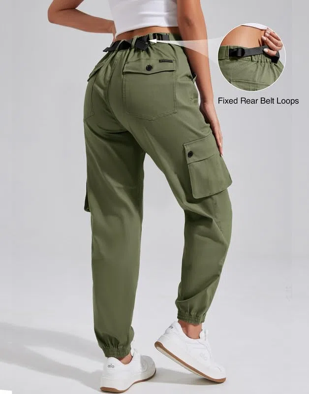 Pioneer Camp Cargohose Damen Lang Wanderhose für Frauen Strapazierfähig Cargo Hosen Verstellbarer Bund Outdoor Jogginghosen mit 6 Taschen
