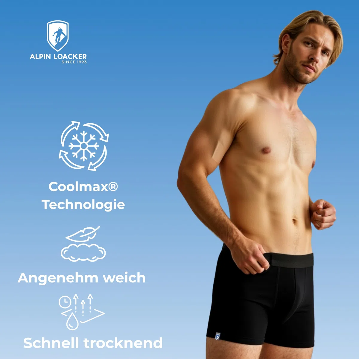 ALPIN LOACKER Merino Boxershorts Herren 2er Pack mit Coolmax-Technologie I Merinowolle Funktionsunterwäsche I Sportunterhose Herren - Atmungsaktiv, geruchsneutral & schnelltrocknend