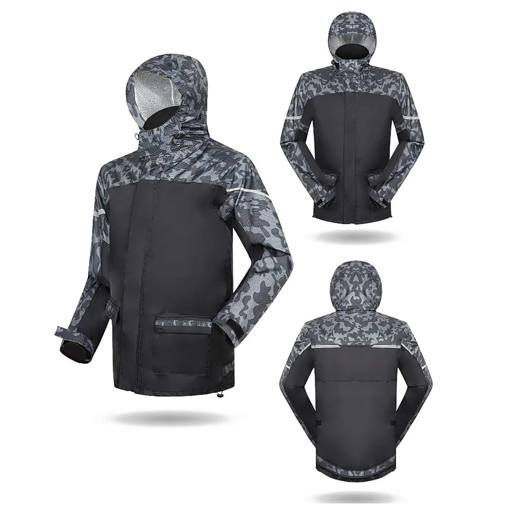 Classic Cycling Raincoat 2-teilige Regenjacke mit Kapuze wasserdichte, atmungsaktive Regenponcho-Ausrüstung für Outdoor-Aktivitäten