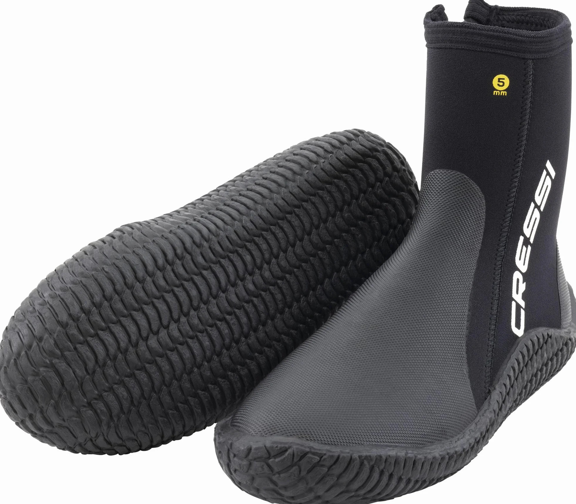 CRESSI ReefTech/RS Boots 5mm - Unisex 5mm Schwarz Neoprenstiefel mit Doppeltem Futter für Wassersport und Tauchen mit offenen Fersenflossen, Speziell Entwickelt, zum die Füße vor Kälte zu Schützen