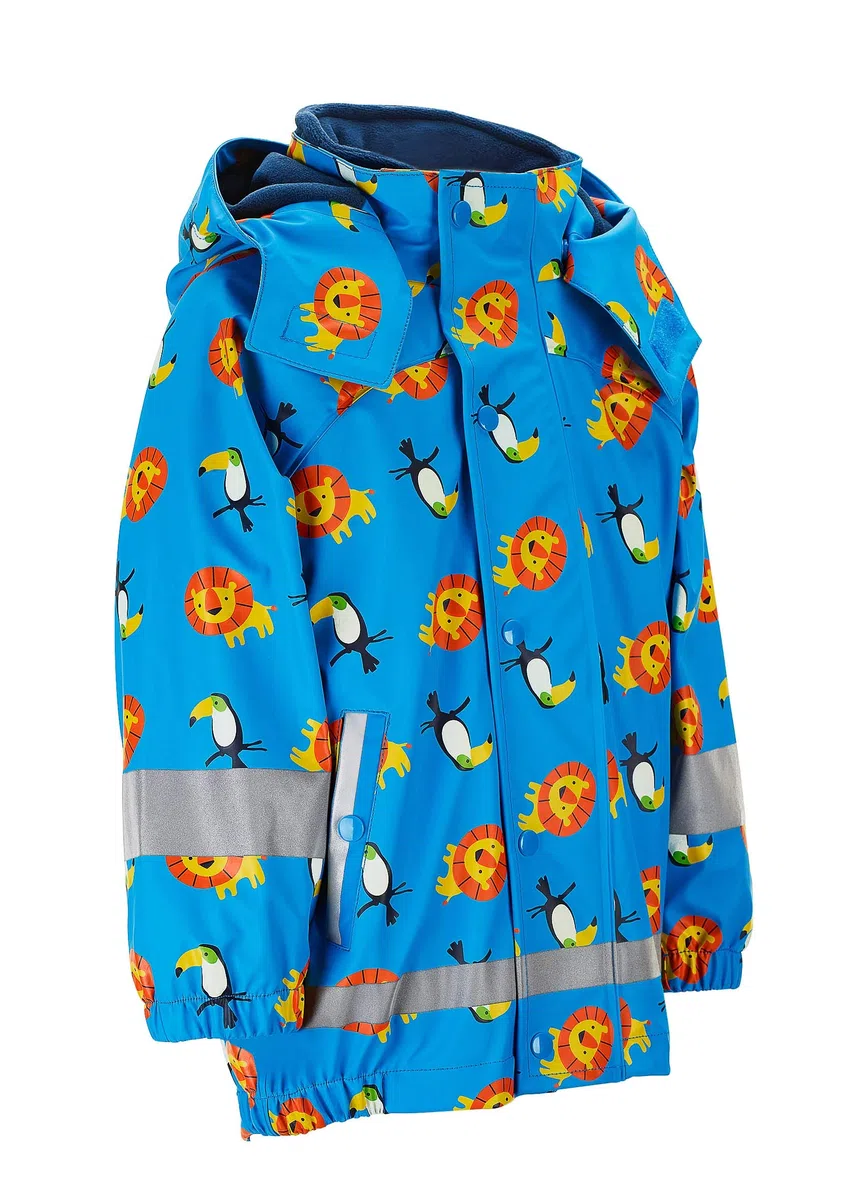Sterntaler Kinder Regenjacke mit Innenjacke, 3-in-1-Multifunktionsjacke, Löwen- und Tukan-Motive