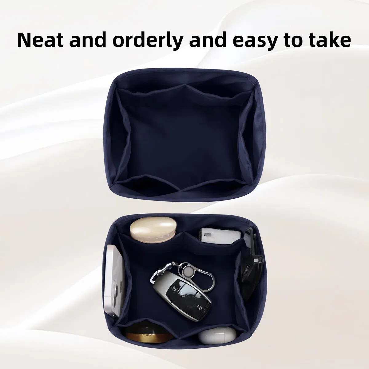 DGAZ Handtasche Taschenorganizer für Picotin 18/22, Seide Handtaschenorganisator Damen, Luxus-Handtaschen & Tote Innentaschen (Blue Nuit, PC18)