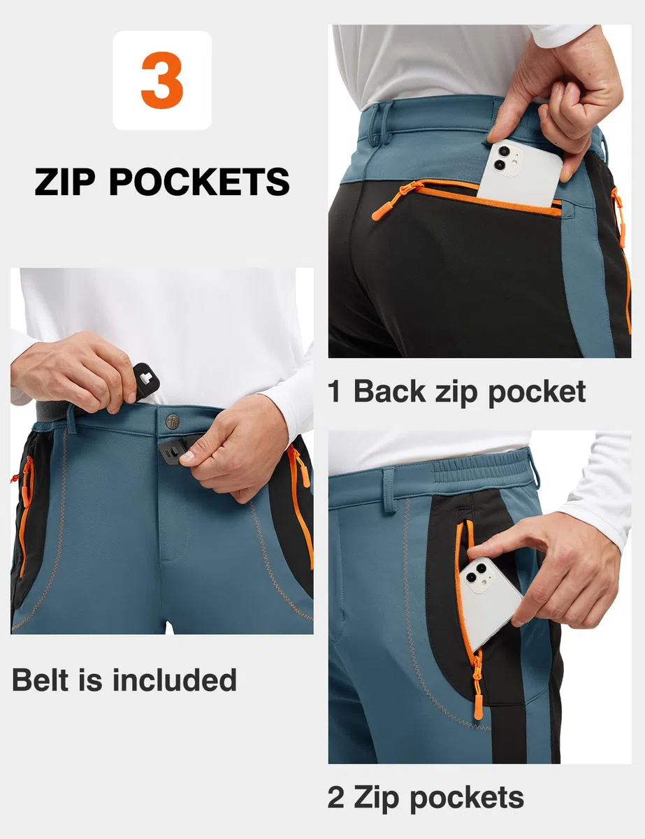 donhobo Herren Wanderhose Gefüttert Winterhose Wasserdicht Winddicht Warm Verdickte Softshellhose Outdoorhose Skihose Trekkinghose