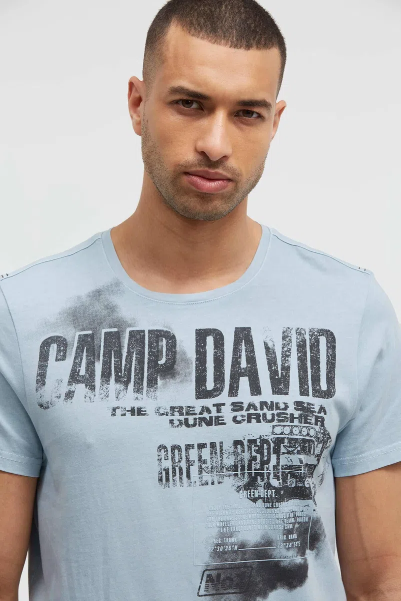 Camp David Herren T-Shirt mit Photo- und Rubber-Print
