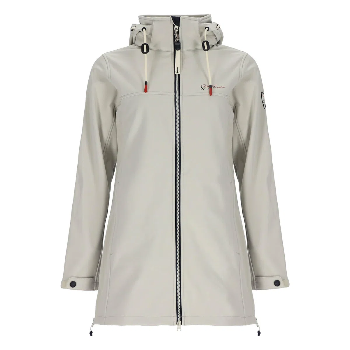 Dry Fashion Damen Softshellmantel Hooge Softshelljacke Cremeweiß, Größe 36 | Atmungsaktiv, Wind- & wasserabweisend, Zwei-Wege-Reißverschluss, Verstellbare Taille & Armbündchen, Reißverschlusstaschen