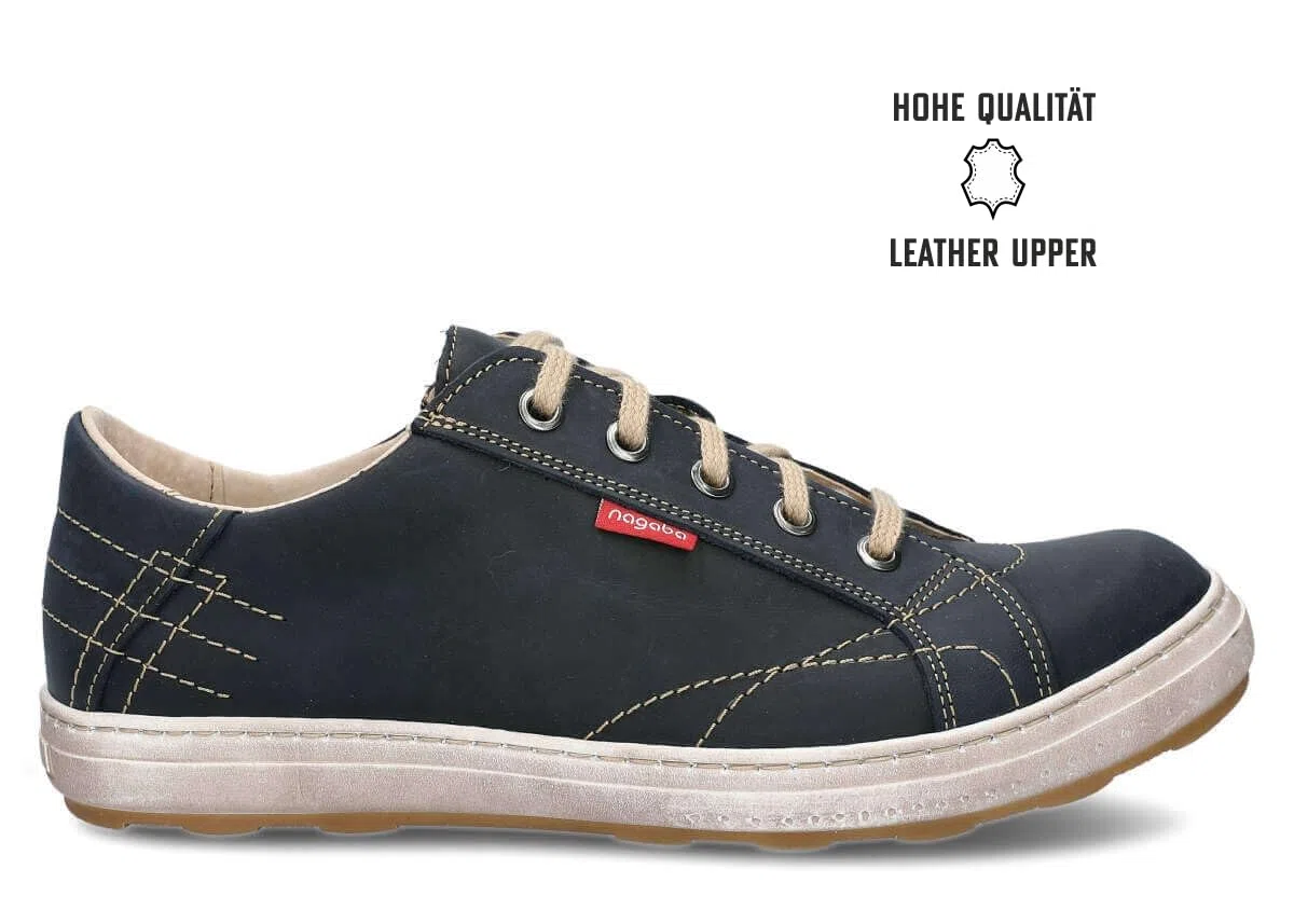 nagaba - Sneaker Herren - Halbschuhe Herren - Echtleder - Flache Schuhe, Sportschuhe, Bequeme Schnürschuhe, für Herbst, Frühling - Lederschuhe für Männer, Jungs - Modell 410