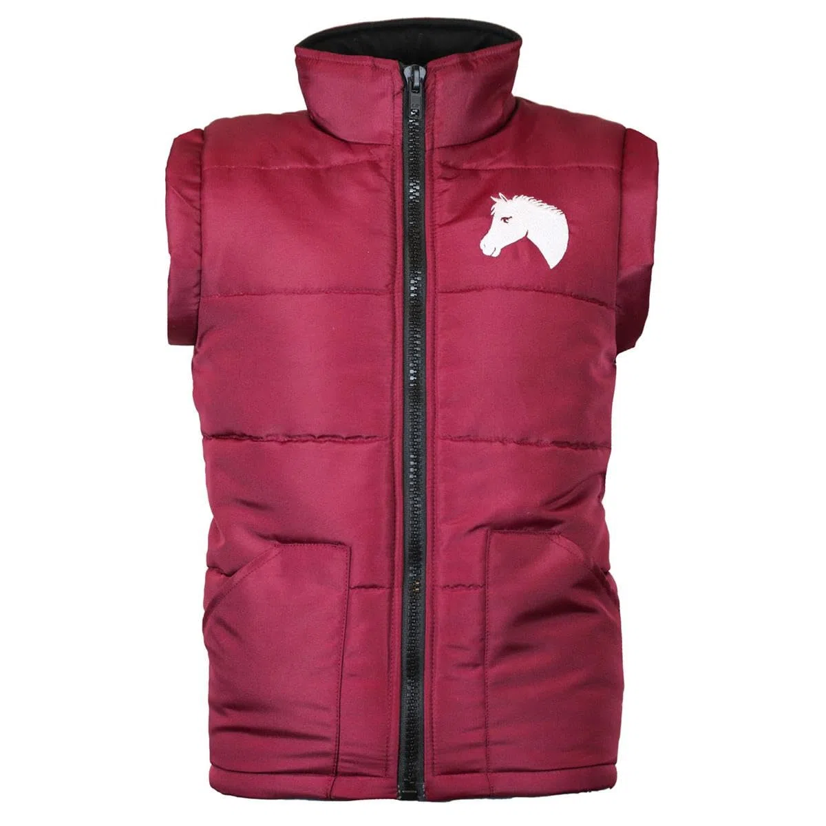 Reitset Kinder Reitweste Mia Maroon gesteppt mit Silikon-Vollbesatz Reitleggings Schwarz