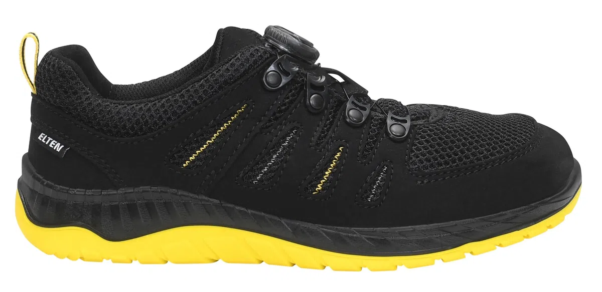 ELTEN Berufsschuh Maddox BOA Black-Yellow Low ESD O1, Damen und Herren, Textil, leicht, sportlich, Schwarz/Gelb, Gr. 39