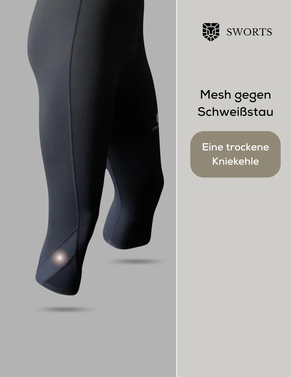 OWN Lauftights Herren · 3/4 Leggings Sport aus Premium Dry-Breathe Faser · Capri Kompressions Laufhose