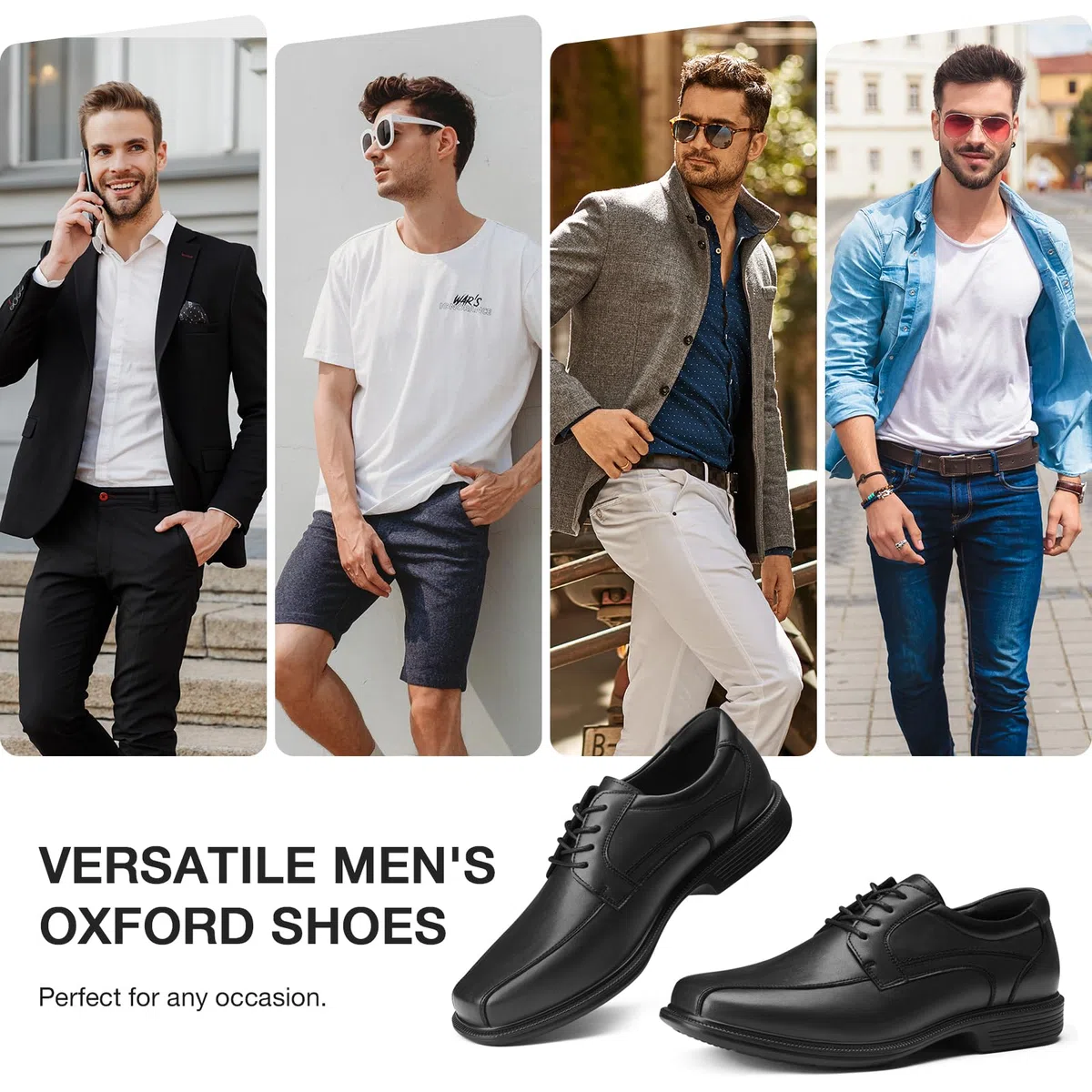 HEEZ Anzugschuhe Herren, Klassischer Businessschuhe Oxford Derby Schuhe, Herren Comfort Hochzeits Schnürhalbschuhe Herrenlederschuhe, Quadratische Zehenpartie