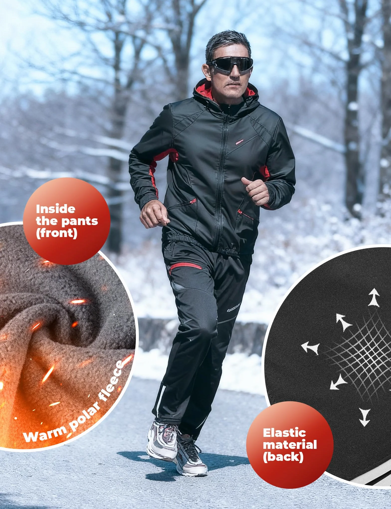 ROCKBROS Winter Fahrradbekleidung Herren Fahrrad Jacke + Hose Set Radjacke Wasserfest Windjacke Lange Radhose Freizeithose M-4XL
