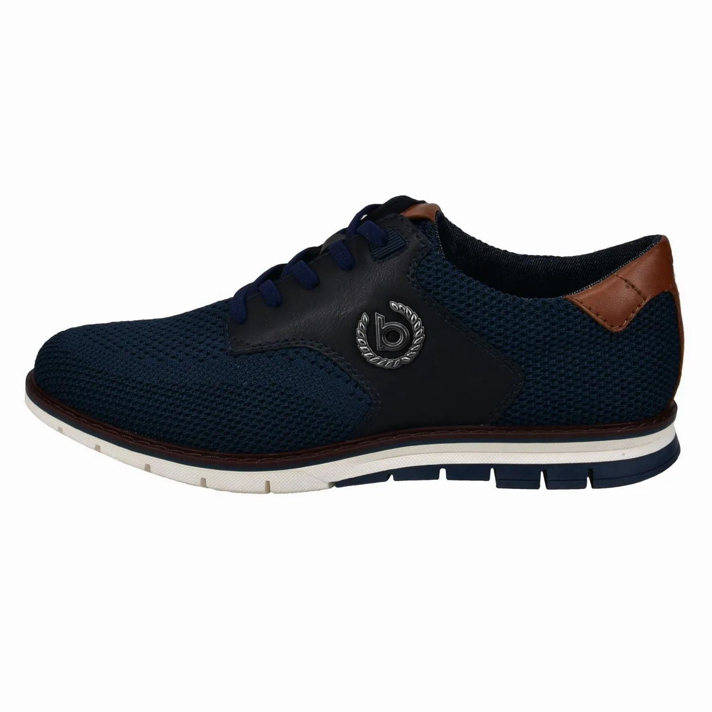 bugatti Schnürhalbschuh aus atmungsaktivem Materialmix, Memory Foam, elastische Schnürsenkel, Dunkelblau, 45 EU