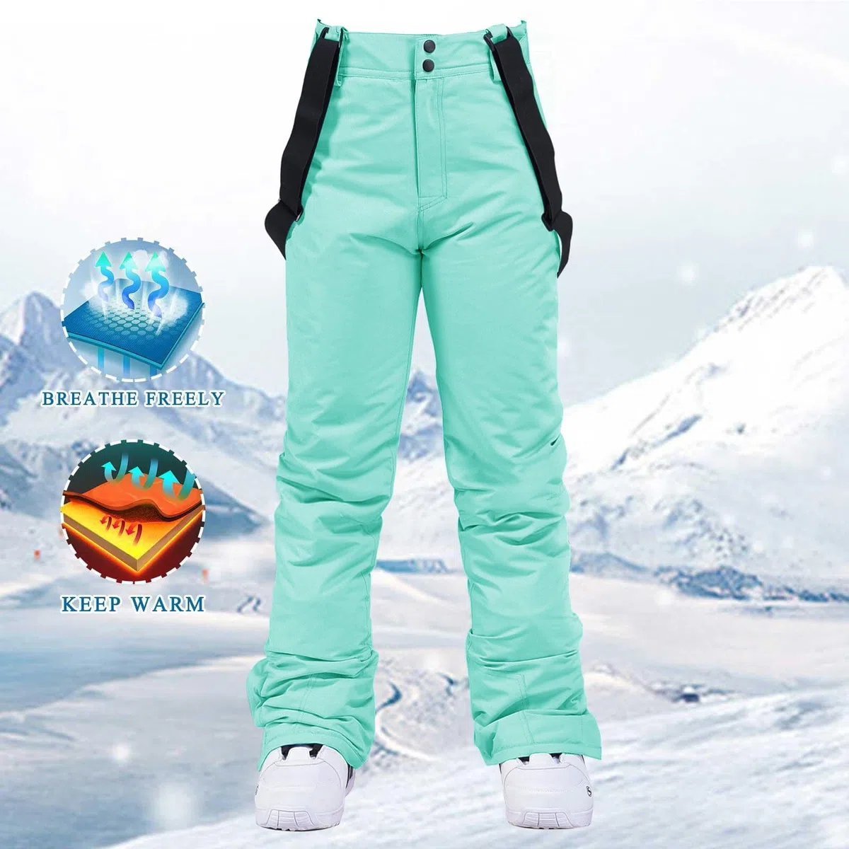 Skihose Damen Übergröße, Skihose Herren Mit Träger Funktionshose Große Größen Ski Pnts Weites Bein Softshellhose Winter Gefüttert Schneehose Outdoor Verdickte Thermo Skihose Winterhose Schneehose