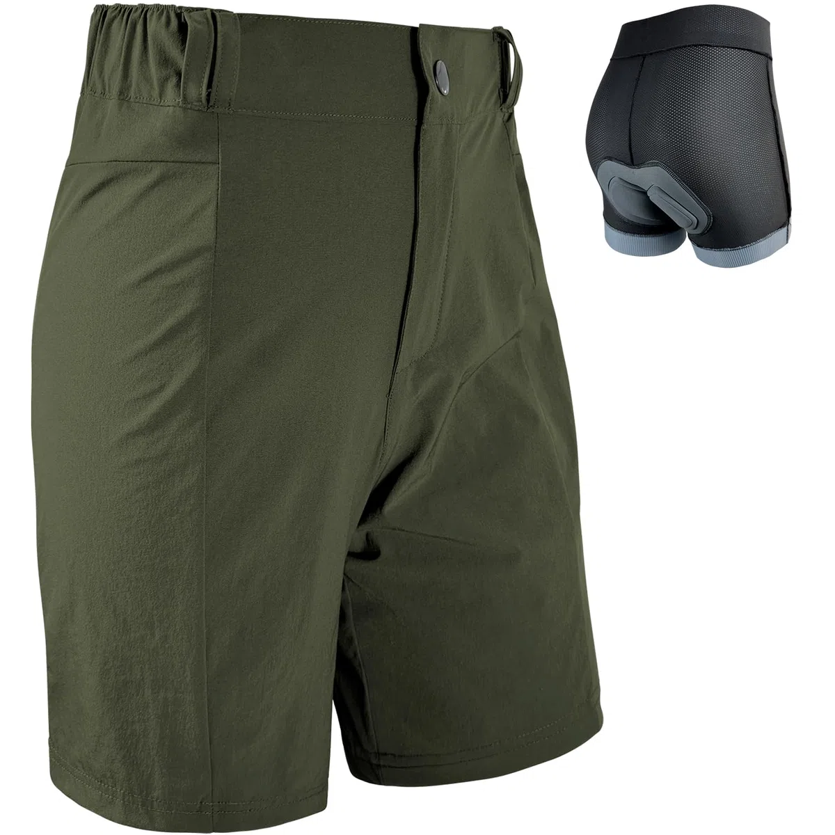 Wulibike Radlerhose Damen Mountainbike-Radhose 2 in 1 gepolstert MTB Shorts Frauen Fahrradhose mit Polsterung Reiten Fahrrad Radfahrhose Reißverschlusstaschen