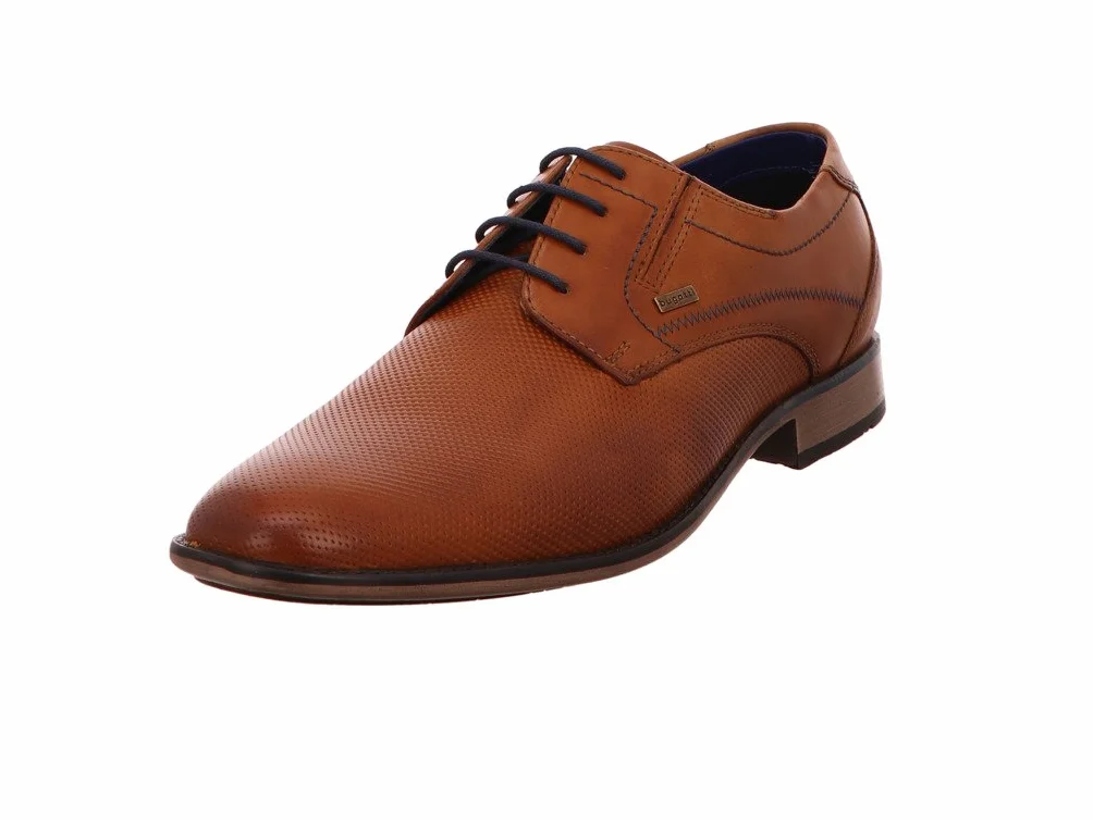 bugatti Herren Business Halbschuh aus Leder, Derby mit Hand Finish und Perforation