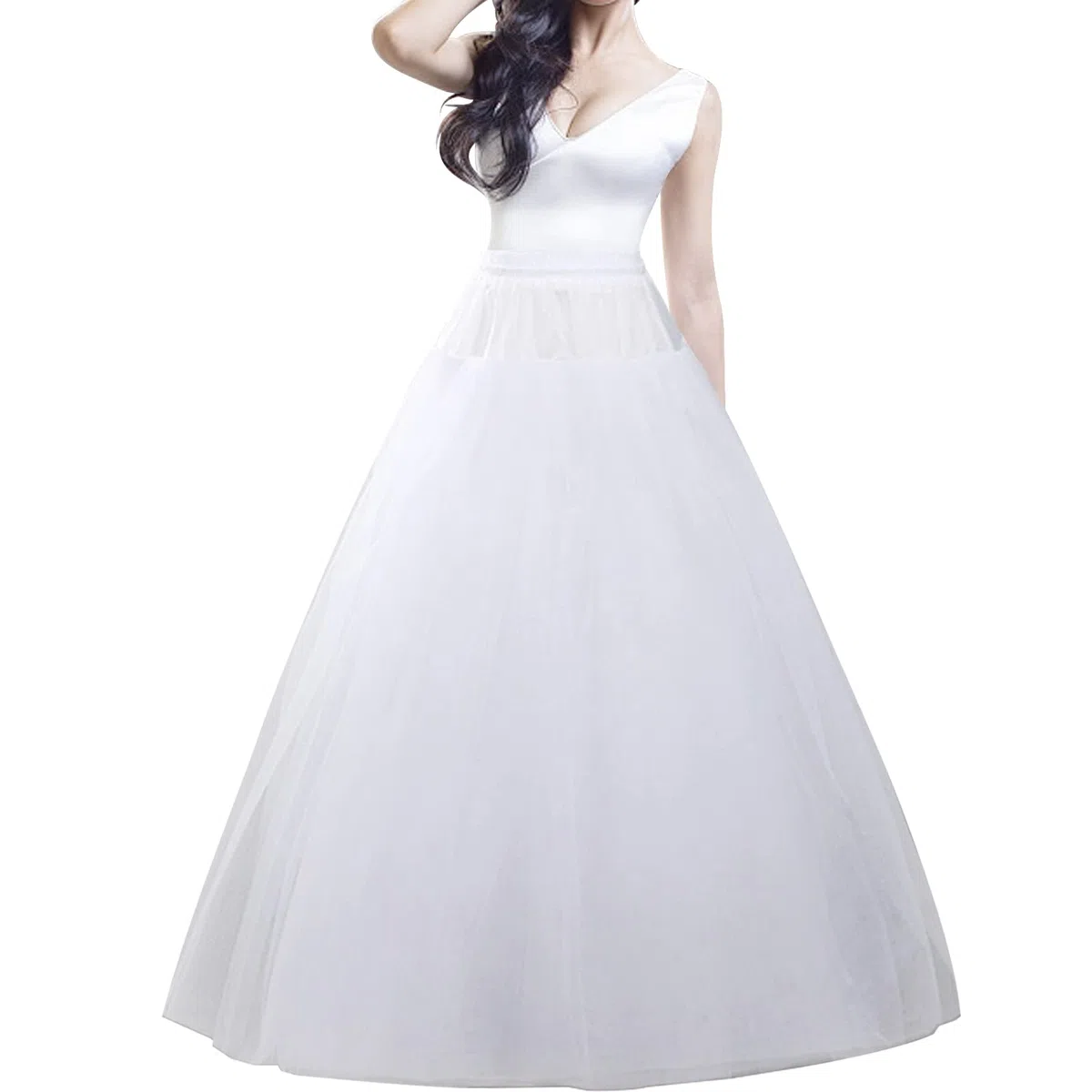 Hoopless Petticoat Crinoline Unterrock Rock 6 Schichten bodenlang Ballkleid Petticoat Unterrock Slip für Hochzeitskleid