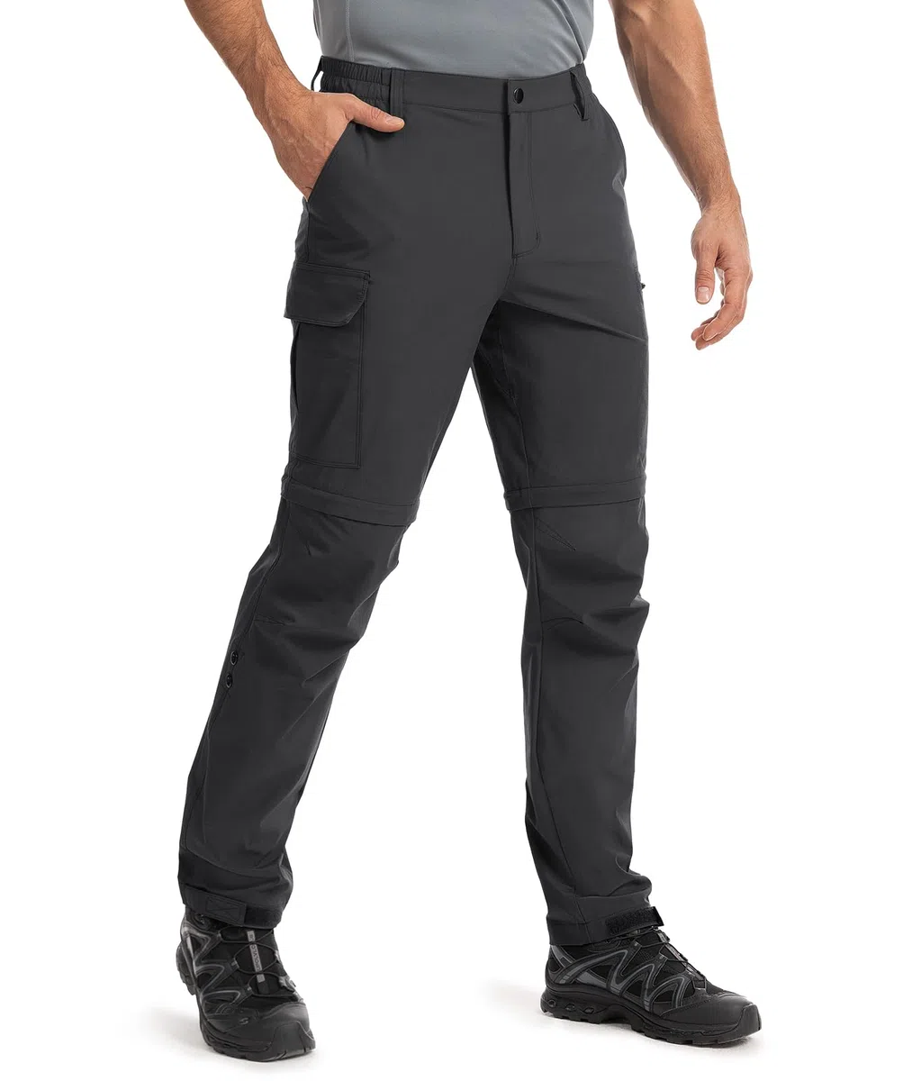Hiauspor Wanderhose Herren Zip-Off Atmungsaktiv: Outdoor Softshellhose Nylon-Spandex Leicht Schnell Trocknend Sommer mit 5 Tiefen Taschen