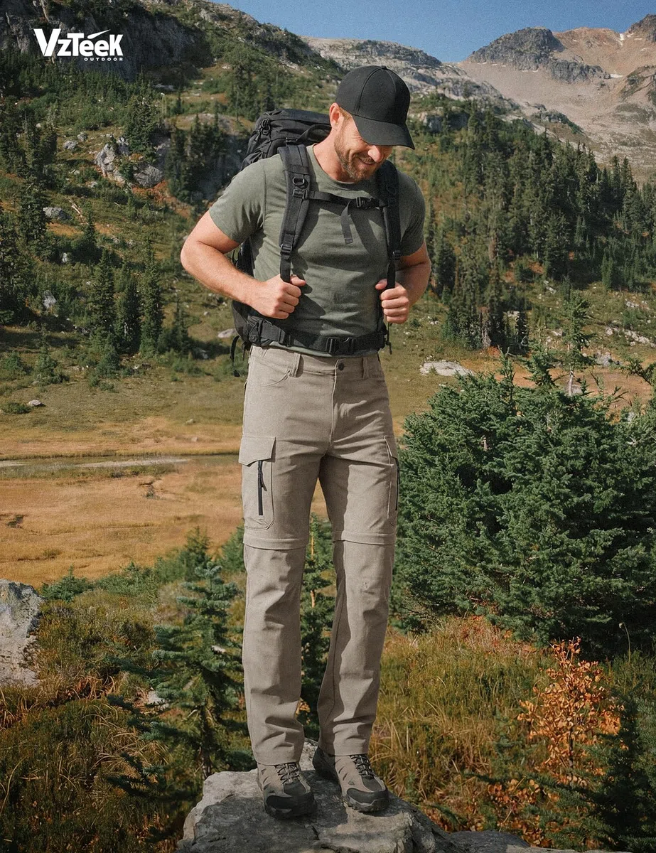 Herren Wanderhose Zip Off Trekkinghose Outdoorhose Sommer Softshell Stretch Hose Kurz für Wandern,Baggy,Fahrrad,arbeits