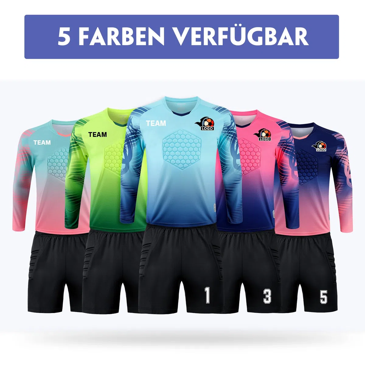 LAIFU Torwarttrikot Kinder Erwachsene Heim/Auswärts Torwarttrikot mit Namen Nummer Team Torwartset （Torwarttrikot + Torwarthose）
