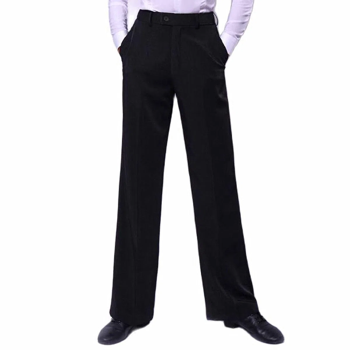 Herren Schwarze Vetical Latin Standardtanzhose mit Gürtelschlaufe für den Wettkampf