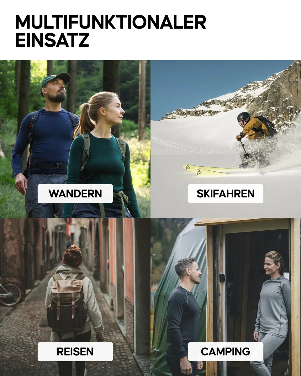 DANISH ENDURANCE Unisex Thermounterwäsche (1er|2er Pack), Funktionsunterwäsche Set, 100% Recycelte Materialien, Skiunterwäsche, Lange Unterhose & Langarmshirt, Extrem Weich & Warm, für Damen & Herren