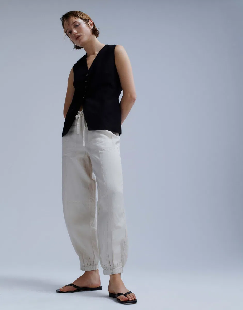 OPUS PANTS Damen Jogpants | MUCIA Drift Bequeme Balloon Fit Pants aus Viskose Leinen Mix