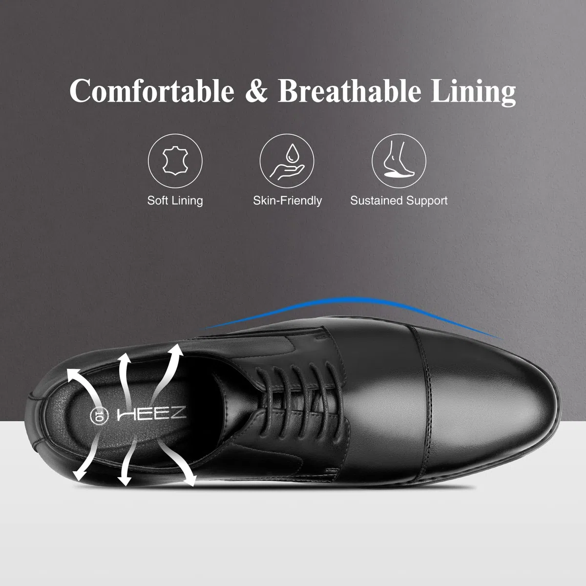 HEEZ Anzugschuhe Herren Klassische Kappennaht Business Schuhe Comfort Elegante Oxford Derby Schuhe für Unternehmen Büroarbeit Hochzeiten Abschlussbälle