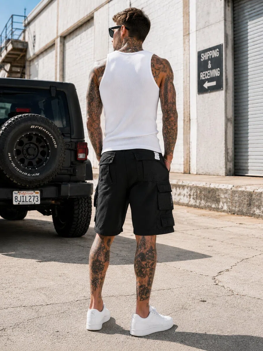 Trooper Cargo Shorts Herren – 100% Baumwolle, Robuste Militär Shorts mit vielen Taschen, Bequeme Outdoor Freizeit Arbeit Short