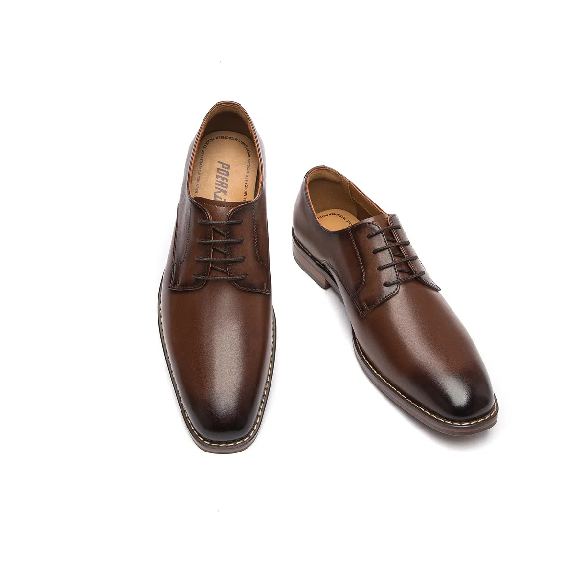 Poerkan Herren Geschäfts Schnürschuhe Leder Elegante Oxford-Schuhe für Business Büro & Formelle Anlässe Schwarz, Braun