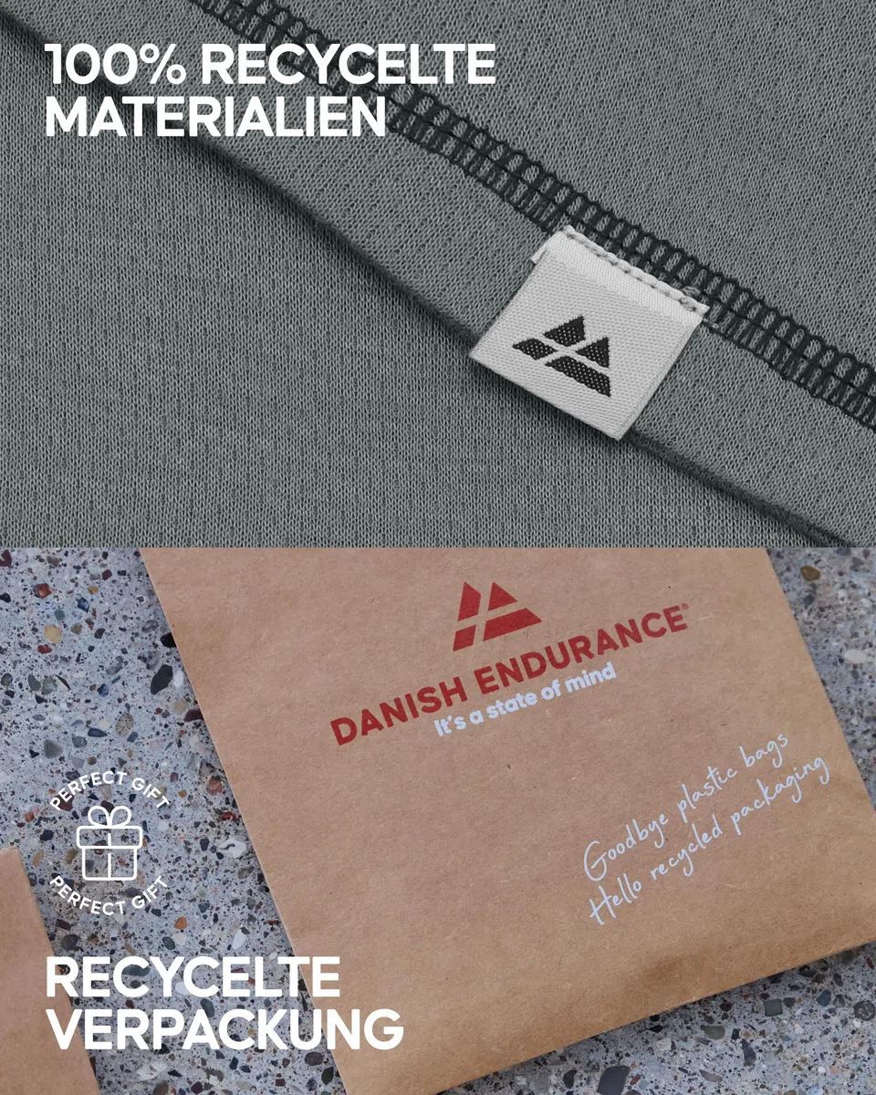 DANISH ENDURANCE Unisex Thermounterwäsche (1er|2er Pack), Funktionsunterwäsche Set, 100% Recycelte Materialien, Skiunterwäsche, Lange Unterhose & Langarmshirt, Extrem Weich & Warm, für Damen & Herren