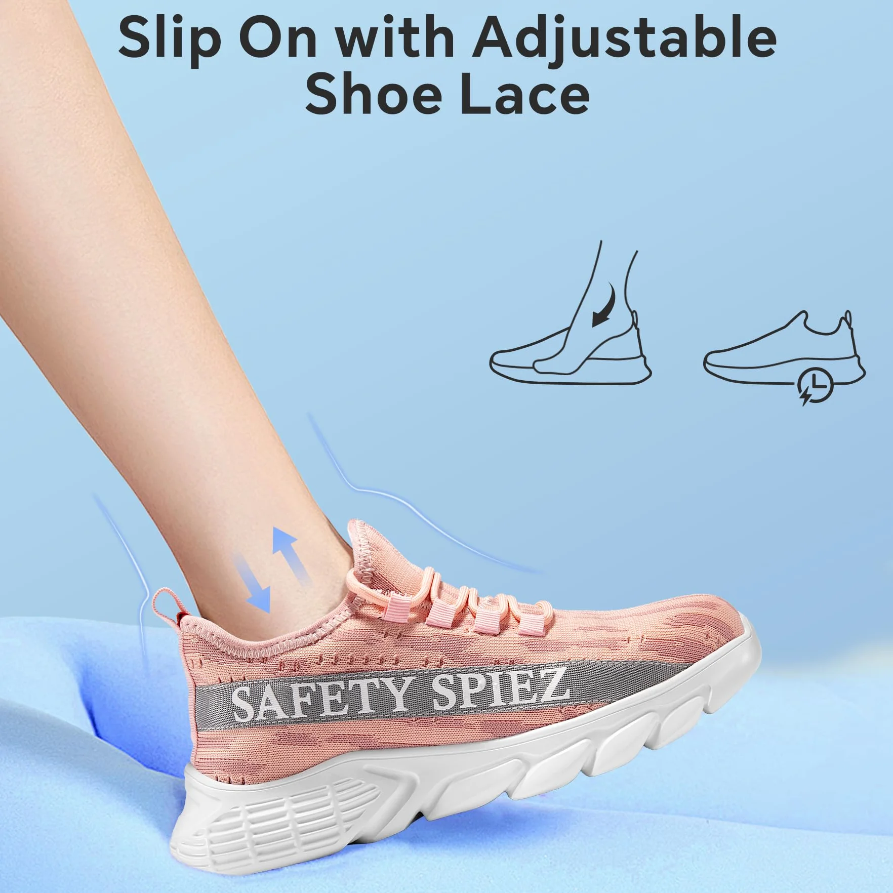 SPIEZ Arbeitsschuhe Damen Leichte, Atmungsaktive Sicherheitsschuhe mit Zehenkappe aus Kunststoff, Modische Schuhe für die Arbeit und den Alltag