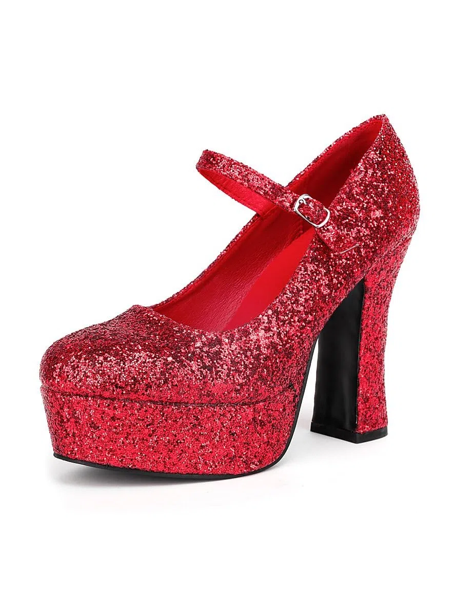 Plateau Schuhe für Damen - rot mit Glitter - Schuhgröße: 40