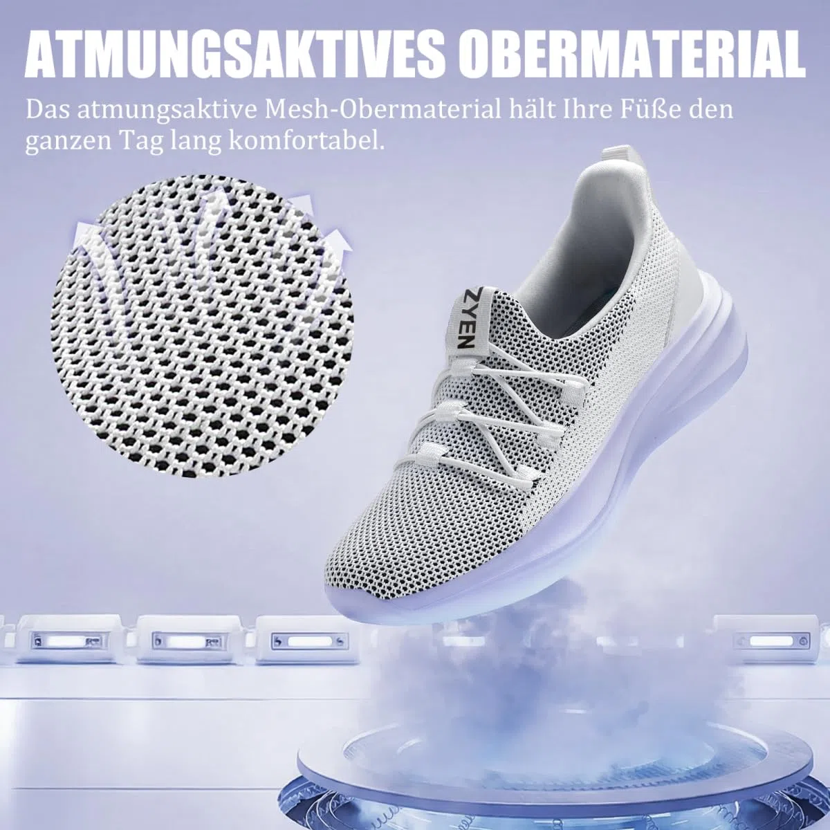 ZYEN Slip on Sneakers Damen rutschfeste Sportschuhe Damen Leichtg Atmungsaktiv Turnschuhe Freizeitschuhe Walkingschuhe Bequeme Geeignet für Jogging Walking Fitness Outdoor Tennis Shoes