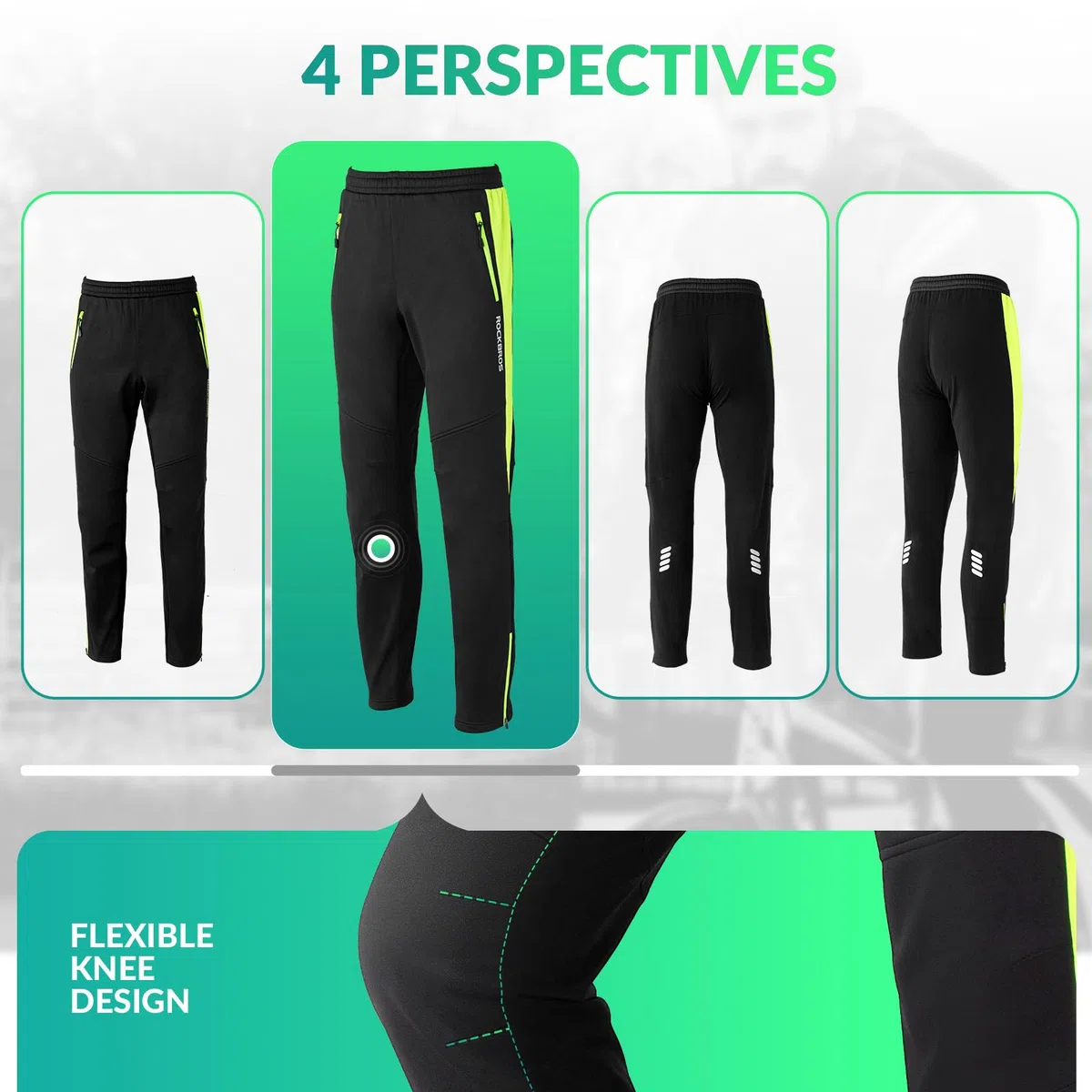ROCKBROS Fahrrad Jacke/Hose Winter Thermo Fahrradbekleidung Hohe Sichtbarkeit & Winddicht Softshelljacke Radlerhose für Outdoor-Aktivitäten wie Radfahren, Klettern, Wandern