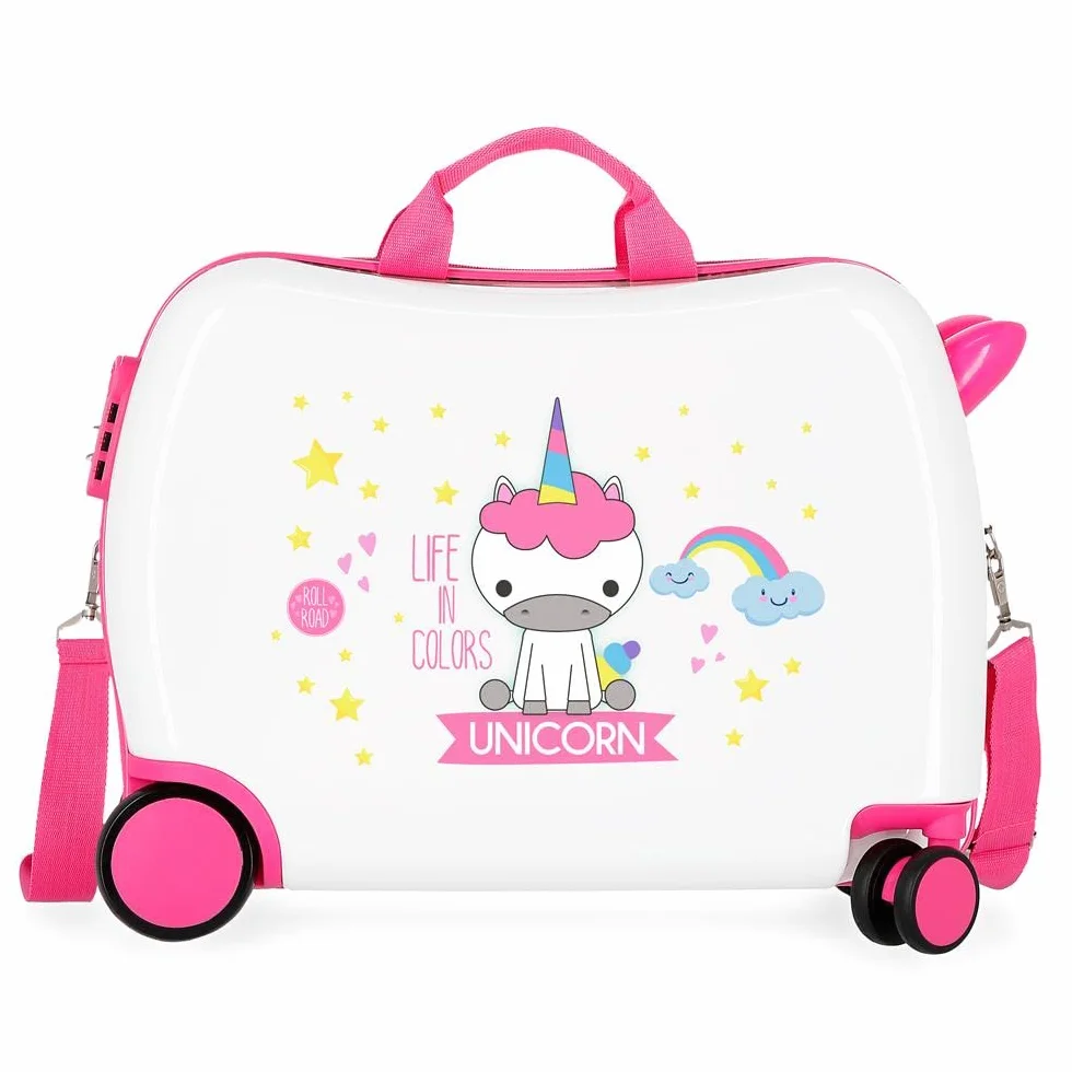 Roll Road Little Me Kinder-Koffer Mehrfarbig 50x38x20 cms Hartschalen ABS Kombinationsschloss 34L 2,1Kgs 4 Räder Handgepäck, Weiß