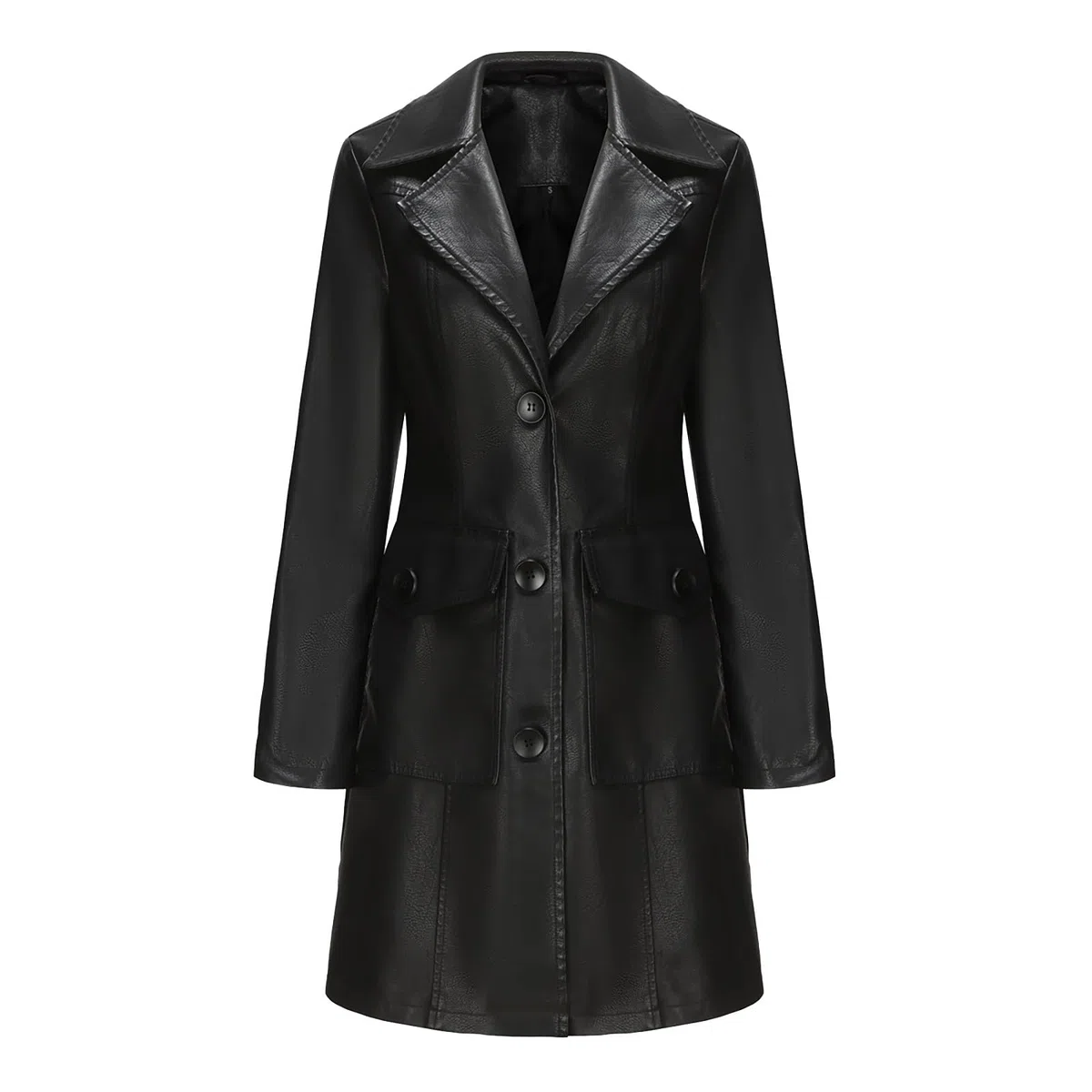 Übergangsmantel Damen Winterjacke Mittellanger Ledermantel Für Damen, Langärmeliger -Trenchcoat, Modischer Mantel Lederjacke Kurz Damen