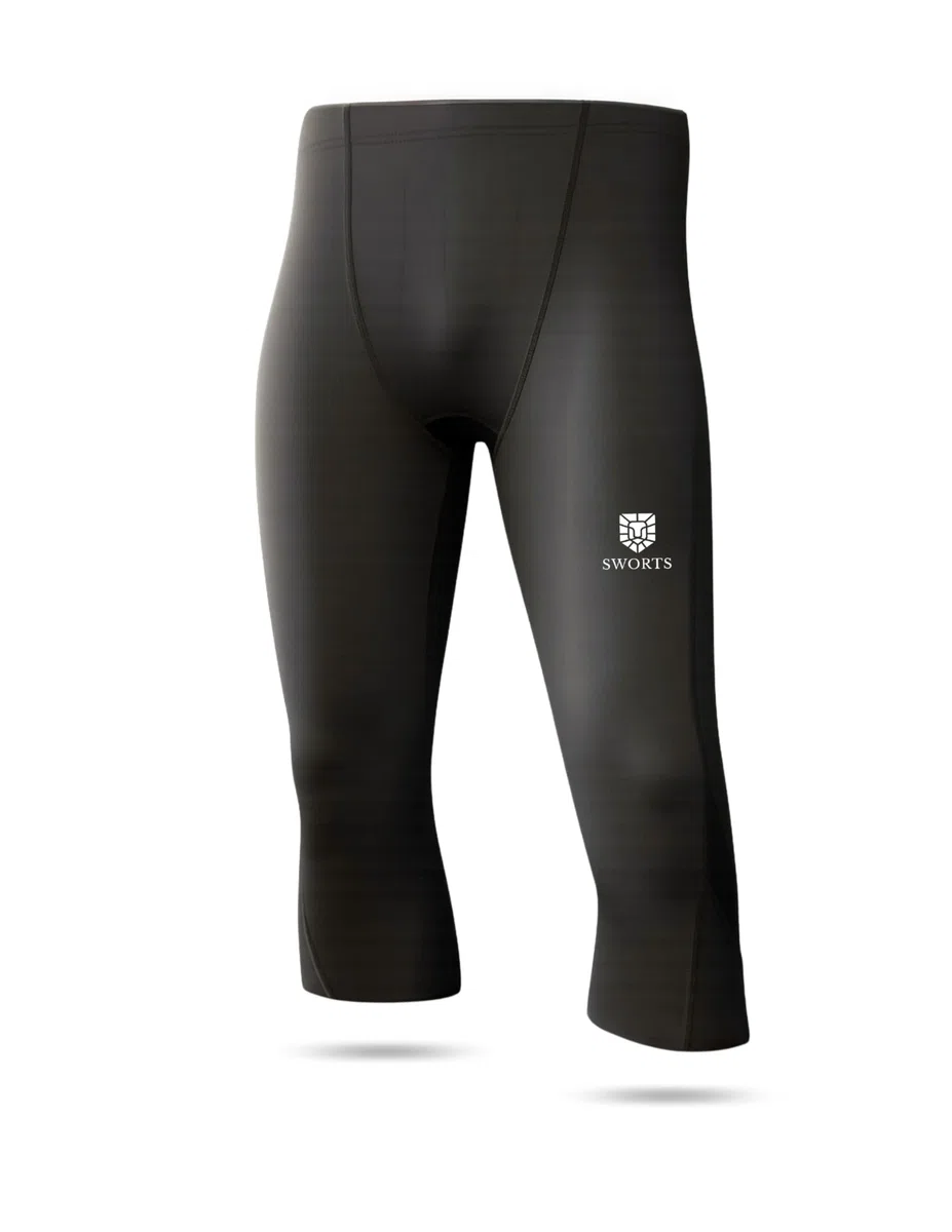 OWN Lauftights Herren · 3/4 Leggings Sport aus Premium Dry-Breathe Faser · Capri Kompressions Laufhose