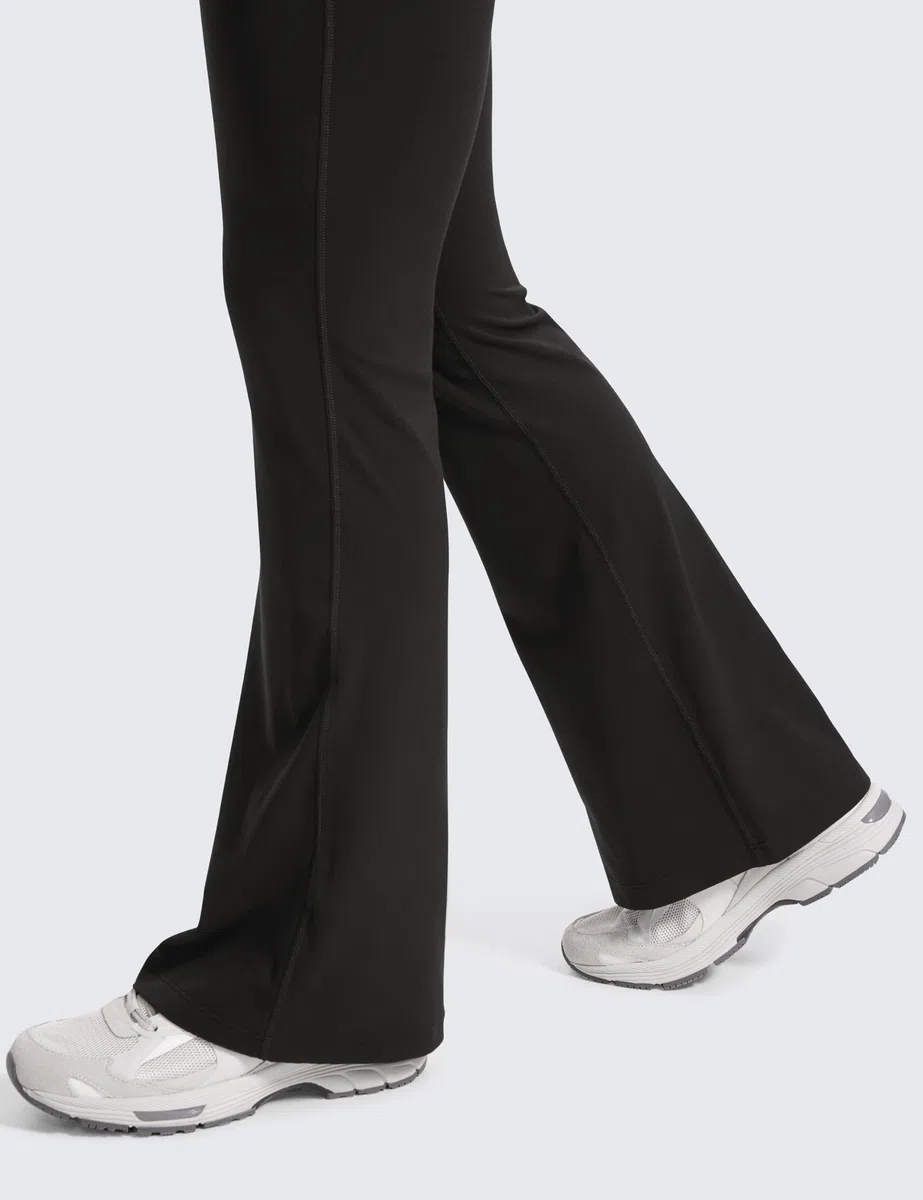 CRZ YOGA Damen Butterluxe Bootcut Umstandsleggings Flare Schwangerschaft Leggings Mutterschaft Yoga Hosen Umstandshose - 79cm