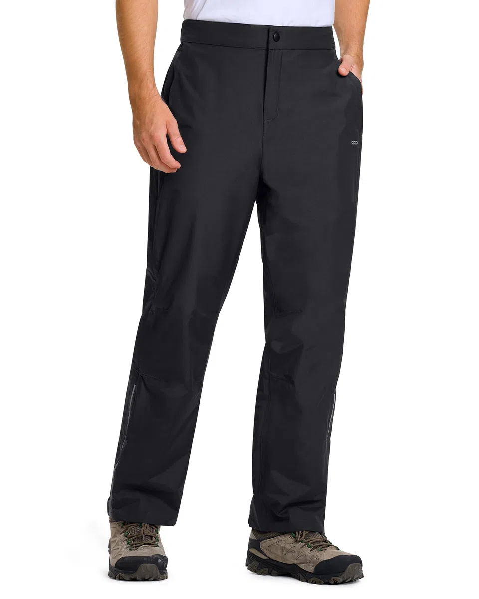 33,000ft Regenhose Herren Wasserdicht Full Zip Wanderhose, Atmungsaktiv 2-Lagen Überziehhose Fahrrad Hose, Winddicht Outdoorhose Funktionshose Schwarz XXL Kurz